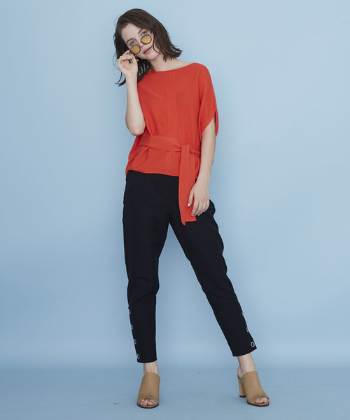 UNITED TOKYO（ユナイテッドトウキョウ）の「ラウンドシェイプホールガーメントニット（ニット/セーター・レディース・ブラック/オフホワイト/オレンジ/ラベンダー・1）」の10枚目の写真