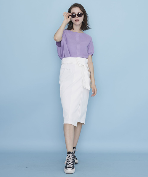 UNITED TOKYO（ユナイテッドトウキョウ）の「ラウンドシェイプホールガーメントニット（ニット/セーター・レディース・ブラック/オフホワイト/オレンジ/ラベンダー・1）」の11枚目の写真