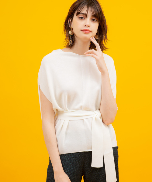 UNITED TOKYO（ユナイテッドトウキョウ）の「ラウンドシェイプホールガーメントニット（ニット/セーター・レディース・ブラック/オフホワイト/オレンジ/ラベンダー・1）」の13枚目の写真