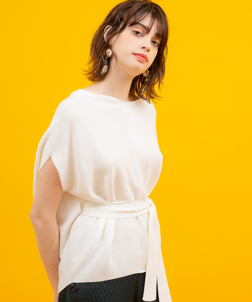 UNITED TOKYO（ユナイテッドトウキョウ）の「ラウンドシェイプホールガーメントニット（ニット/セーター・レディース・ブラック/オフホワイト/オレンジ/ラベンダー・1）」の14枚目の写真