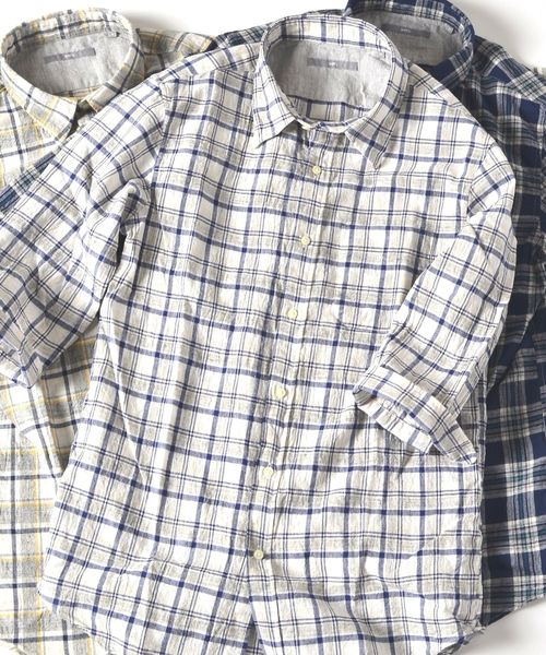SHIPS(シップス)の「SU: トップチェック 7スリーブシャツ(シャツ/ブラウス・メンズ・ネイビー/グレー/イエロー・SMALL/MEDIUM/LARGE/X-LARGE)」の2枚目の写真