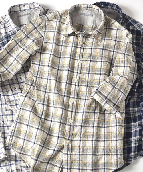 SHIPS(シップス)の「SU: トップチェック 7スリーブシャツ(シャツ/ブラウス・メンズ・ネイビー/グレー/イエロー・SMALL/MEDIUM/LARGE/X-LARGE)」の3枚目の写真