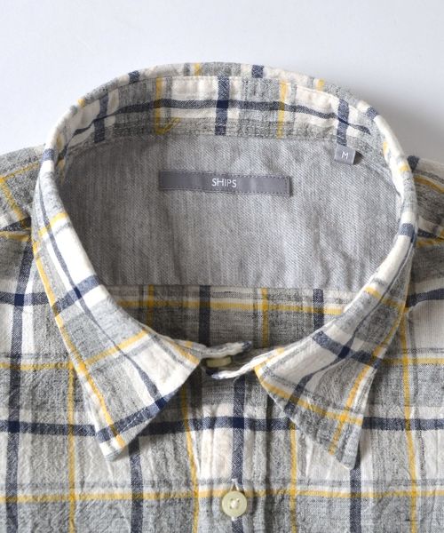 SHIPS(シップス)の「SU: トップチェック 7スリーブシャツ(シャツ/ブラウス・メンズ・ネイビー/グレー/イエロー・SMALL/MEDIUM/LARGE/X-LARGE)」の4枚目の写真