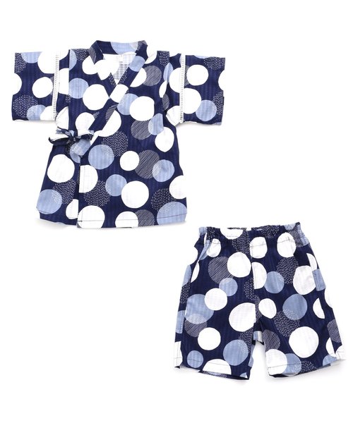 apres les cours（アプレレクール）の「ランダムドット柄甚平セット（浴衣・キッズ・ネイビー/マスタード・90/100/110/120/80/130）」の5枚目の写真