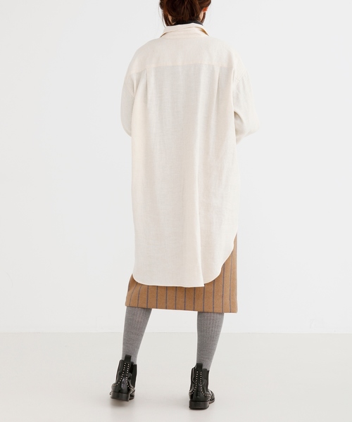 Munich（ミューニック）の「ウールリネンビエラビッグシルエットシャツ（シャツ/ブラウス・レディース・オフホワイト/ブラック/ブラウン・FREE）」の15枚目の写真