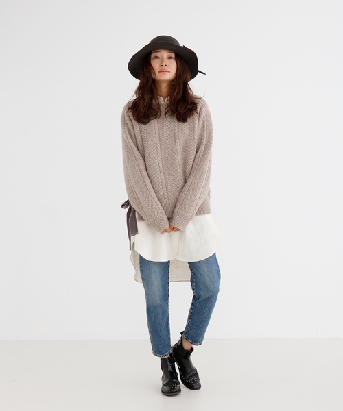 Munich（ミューニック）の「ウールリネンビエラビッグシルエットシャツ（シャツ/ブラウス・レディース・オフホワイト/ブラック/ブラウン・FREE）」の19枚目の写真