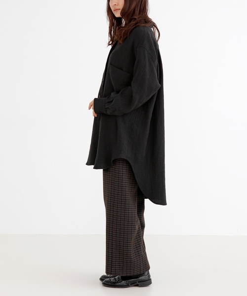 Munich（ミューニック）の「ウールリネンビエラビッグシルエットシャツ（シャツ/ブラウス・レディース・オフホワイト/ブラック/ブラウン・FREE）」の9枚目の写真