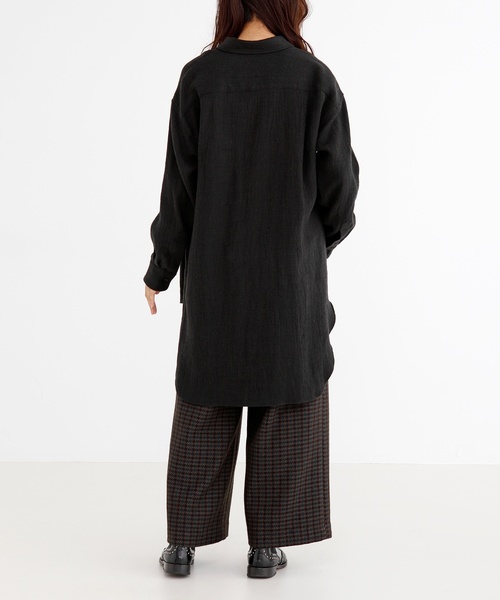 Munich（ミューニック）の「ウールリネンビエラビッグシルエットシャツ（シャツ/ブラウス・レディース・オフホワイト/ブラック/ブラウン・FREE）」の14枚目の写真