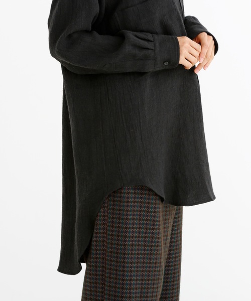 Munich（ミューニック）の「ウールリネンビエラビッグシルエットシャツ（シャツ/ブラウス・レディース・オフホワイト/ブラック/ブラウン・FREE）」の5枚目の写真