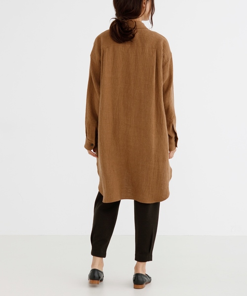 Munich（ミューニック）の「ウールリネンビエラビッグシルエットシャツ（シャツ/ブラウス・レディース・オフホワイト/ブラック/ブラウン・FREE）」の20枚目の写真