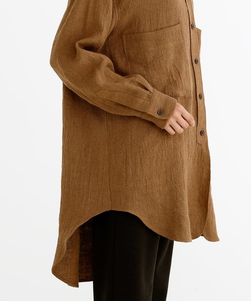 Munich（ミューニック）の「ウールリネンビエラビッグシルエットシャツ（シャツ/ブラウス・レディース・オフホワイト/ブラック/ブラウン・FREE）」の7枚目の写真