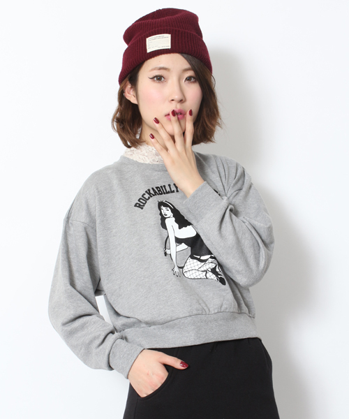 WEGO（ウィゴー）の「WEGO/ヒューマンプリントスウェット（スウェット・レディース・ホワイト/杢グレー/ダークグリーン/ワイン・FREE）」の3枚目の写真