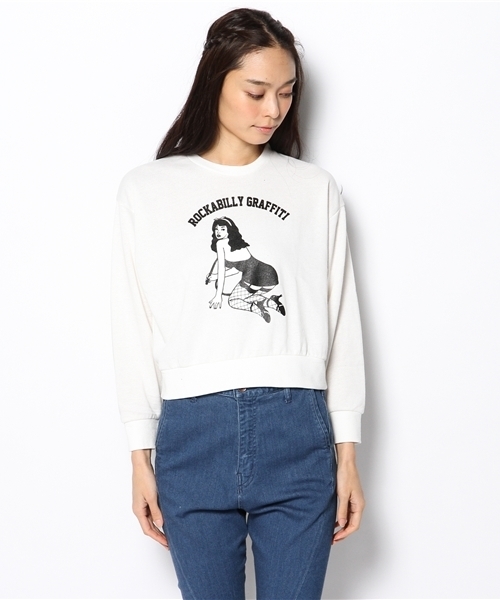 WEGO（ウィゴー）の「WEGO/ヒューマンプリントスウェット（スウェット・レディース・ホワイト/杢グレー/ダークグリーン/ワイン・FREE）」の5枚目の写真