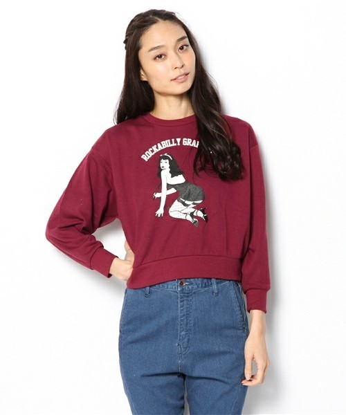 WEGO（ウィゴー）の「WEGO/ヒューマンプリントスウェット（スウェット・レディース・ホワイト/杢グレー/ダークグリーン/ワイン・FREE）」の14枚目の写真