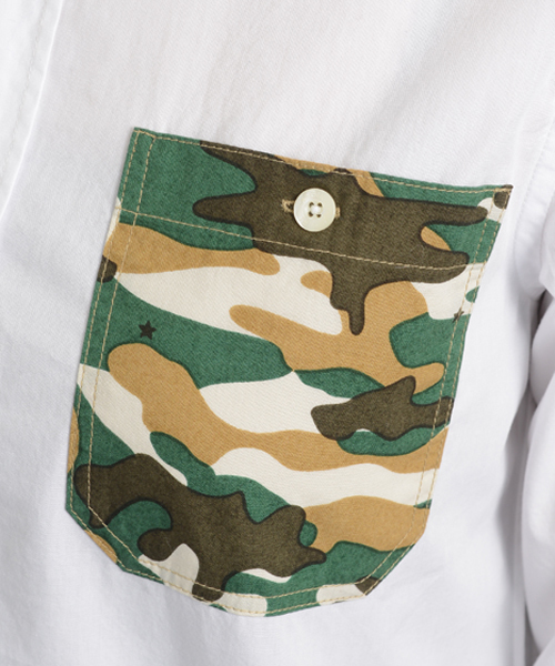 X-girl(エックスガール)の「CAMO SHIRT(シャツ/ブラウス・レディース・ホワイト/ブラック/カモフラージュ・1/2)」の8枚目の写真