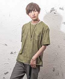 MinoriTY | フェイクスウェード半袖Tシャツ+インナーTシャツ（2枚セット）アンサンブル(Tシャツ/カットソー)