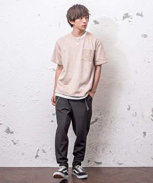 MinoriTY（マイノリティ）の「フェイクスウェード半袖Tシャツ+インナーTシャツ（2枚セット）アンサンブル（Tシャツ/カットソー・メンズ・カーキ/キャメル/ベージュ・M/L）」の4枚目の写真