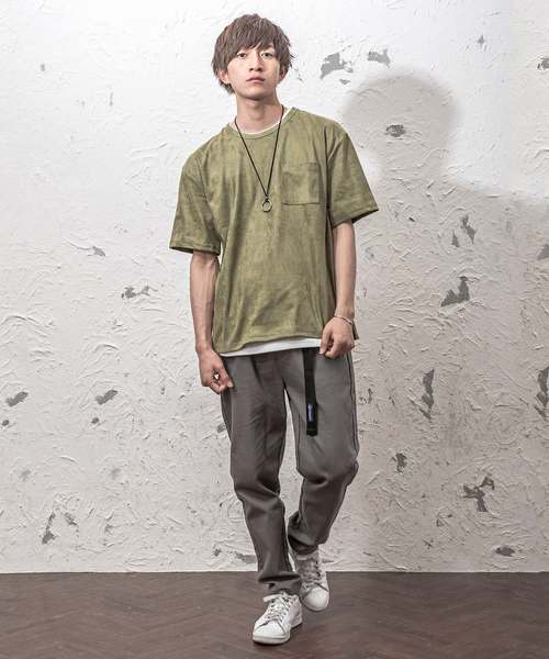 MinoriTY（マイノリティ）の「フェイクスウェード半袖Tシャツ+インナーTシャツ（2枚セット）アンサンブル（Tシャツ/カットソー・メンズ・カーキ/キャメル/ベージュ・M/L）」の5枚目の写真