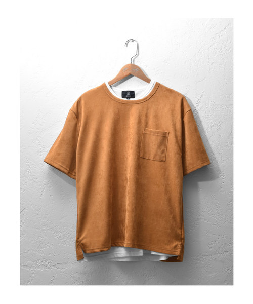 MinoriTY（マイノリティ）の「フェイクスウェード半袖Tシャツ+インナーTシャツ（2枚セット）アンサンブル（Tシャツ/カットソー・メンズ・カーキ/キャメル/ベージュ・M/L）」の11枚目の写真