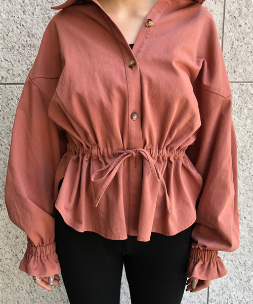 ENVYM（アンビー）の「ウエストギャザーＳＨ（シャツ/ブラウス・レディース・ブラック/ベージュ/カーキ/ピンク・FREE）」の12枚目の写真