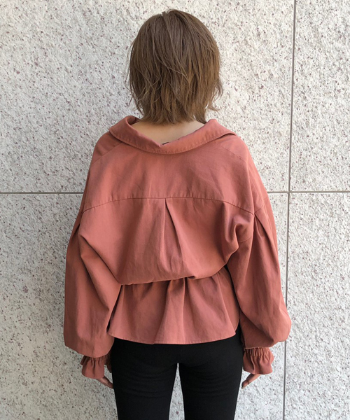 ENVYM（アンビー）の「ウエストギャザーＳＨ（シャツ/ブラウス・レディース・ブラック/ベージュ/カーキ/ピンク・FREE）」の11枚目の写真