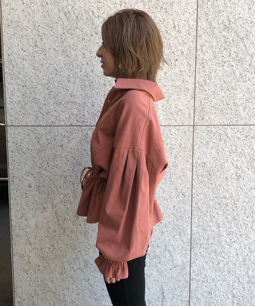 ENVYM（アンビー）の「ウエストギャザーＳＨ（シャツ/ブラウス・レディース・ブラック/ベージュ/カーキ/ピンク・FREE）」の10枚目の写真