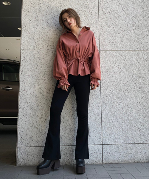 ENVYM（アンビー）の「ウエストギャザーＳＨ（シャツ/ブラウス・レディース・ブラック/ベージュ/カーキ/ピンク・FREE）」の9枚目の写真