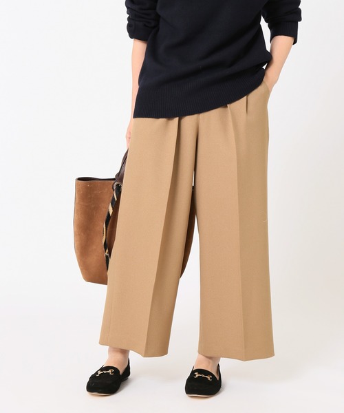 La TOTALITE(ラトータリテ)の「ワイドクロップドパンツ【手洗い可能】◆(その他パンツ・レディース・チャコールグレー/ベージュ・36/38)」の2枚目の写真
