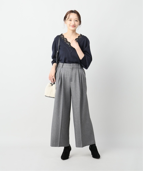 La TOTALITE(ラトータリテ)の「ワイドクロップドパンツ【手洗い可能】◆(その他パンツ・レディース・チャコールグレー/ベージュ・36/38)」の3枚目の写真