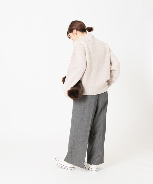 La TOTALITE(ラトータリテ)の「ワイドクロップドパンツ【手洗い可能】◆(その他パンツ・レディース・チャコールグレー/ベージュ・36/38)」の15枚目の写真