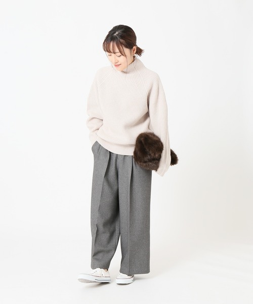 La TOTALITE(ラトータリテ)の「ワイドクロップドパンツ【手洗い可能】◆(その他パンツ・レディース・チャコールグレー/ベージュ・36/38)」の20枚目の写真
