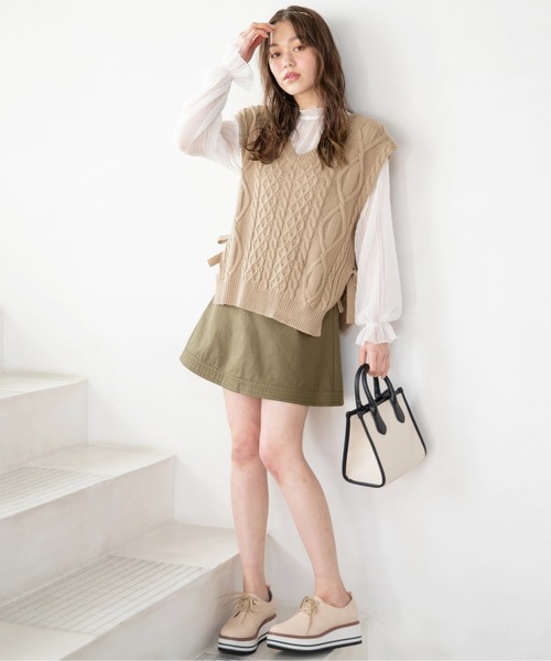 Heather(ヘザー)の「サイドリボンニットベストSET 868777(その他トップス・レディース・ホワイト系その他/ブラック/ピンクベージュ/ベージュ・FREE)」の7枚目の写真