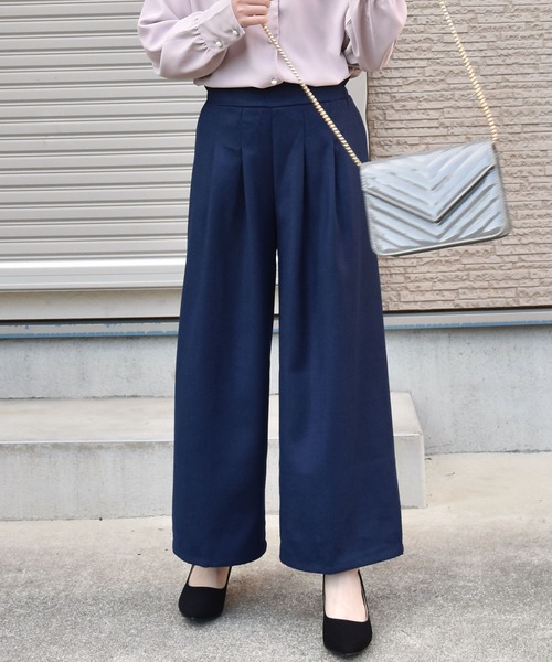 Coo+i（クーイ）の「タック入りワイドパンツ（スラックス・レディース・ネイビー/チャコールグレー/ブラック/グレー系その他/ブラック系その他/キャメル/グレー系その他2/ブラウン系その他・S/M/XL/L）」の7枚目の写真