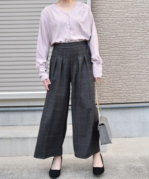 Coo+i（クーイ）の「タック入りワイドパンツ（スラックス・レディース・ネイビー/チャコールグレー/ブラック/グレー系その他/ブラック系その他/キャメル/グレー系その他2/ブラウン系その他・S/M/XL/L）」の17枚目の写真