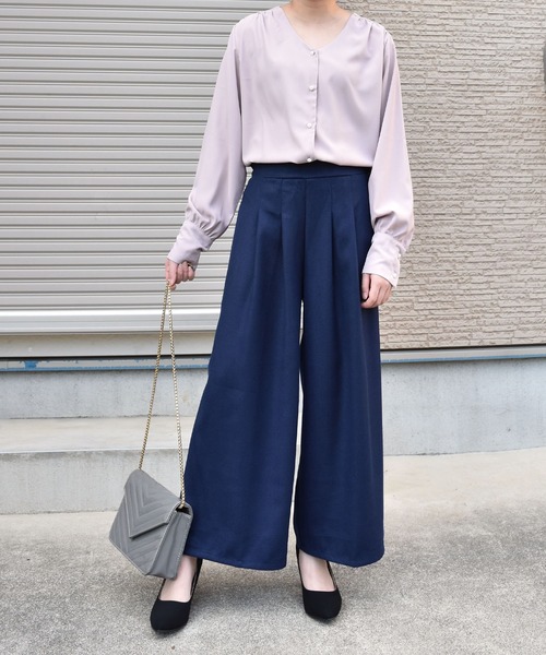 Coo+i（クーイ）の「タック入りワイドパンツ（スラックス・レディース・ネイビー/チャコールグレー/ブラック/グレー系その他/ブラック系その他/キャメル/グレー系その他2/ブラウン系その他・S/M/XL/L）」の18枚目の写真