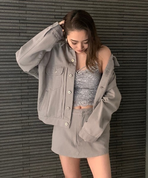 ENVYM（アンビー）の「カラールーズデニムＪＫ（デニムジャケット・レディース・ブラウン/グレー/ピンク/アイボリー・FREE）」の2枚目の写真