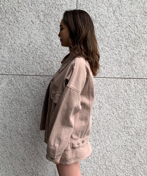 ENVYM（アンビー）の「カラールーズデニムＪＫ（デニムジャケット・レディース・ブラウン/グレー/ピンク/アイボリー・FREE）」の9枚目の写真