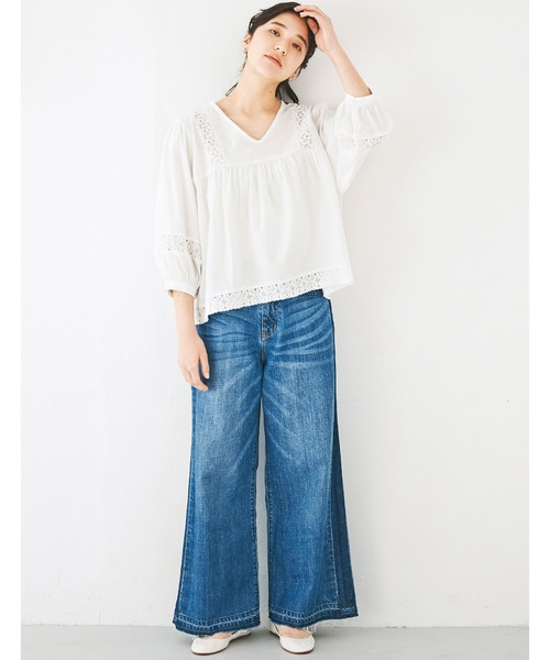 avecmoi デニムキュロパン インディゴ 佐藤かなさんプロデュース