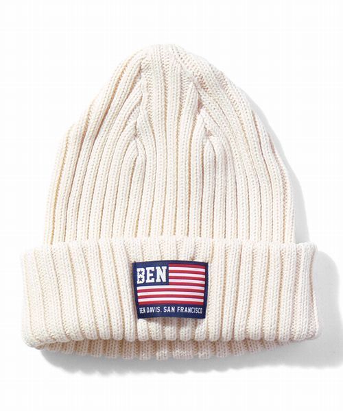 BEN DAVIS ORIGINALS（ベンデイビスオリジナルス）の「BEN DAVIS COTTON KNIT CAP FLAG（ニットキャップ/ビーニー・メンズ・ホワイト/ブラック/ヘザーグレー/ブルー/ネイビー/レッド/ブルー系その他/ブラック系その他・FREE）」の2枚目の写真