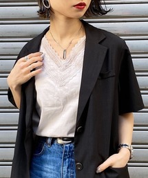 PAGEBOY | 【WEB限定アイテム】スカラップレースフレンチスリーブ(Tシャツ/カットソー)