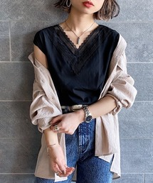 PAGEBOY | スカラップレースフレンチスリーブ(Tシャツ/カットソー)