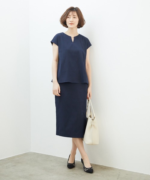 ROPE' PICNIC(ロペピクニック)の「麻調タックアイラインスカート(スカート・レディース・ベージュ/ネイビー/カーキ/ベージュ系その他2・40/38/36)」の13枚目の写真