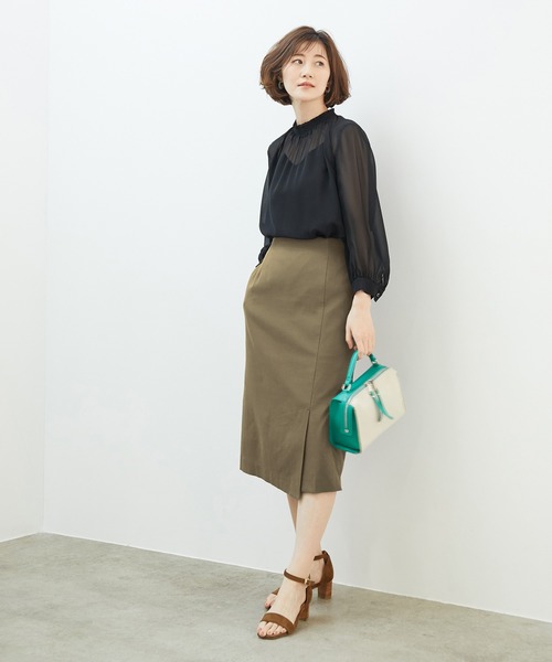 ROPE' PICNIC(ロペピクニック)の「麻調タックアイラインスカート(スカート・レディース・ベージュ/ネイビー/カーキ/ベージュ系その他2・40/38/36)」の17枚目の写真