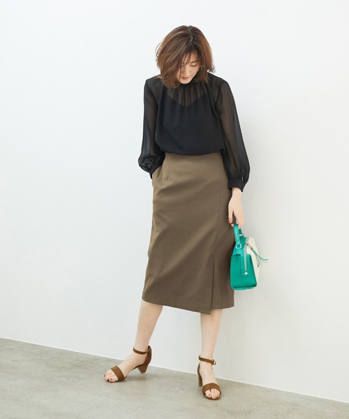 ROPE' PICNIC(ロペピクニック)の「麻調タックアイラインスカート(スカート・レディース・ベージュ/ネイビー/カーキ/ベージュ系その他2・40/38/36)」の10枚目の写真