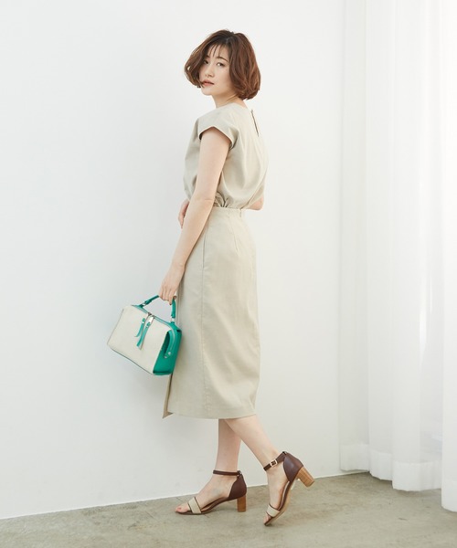 ROPE' PICNIC(ロペピクニック)の「麻調タックアイラインスカート(スカート・レディース・ベージュ/ネイビー/カーキ/ベージュ系その他2・40/38/36)」の15枚目の写真