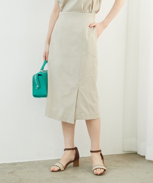 ROPE' PICNIC(ロペピクニック)の「麻調タックアイラインスカート(スカート・レディース・ベージュ/ネイビー/カーキ/ベージュ系その他2・40/38/36)」の18枚目の写真
