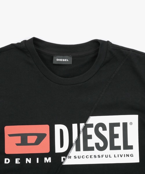 DIESEL（ディーゼル）の「DIESEL TDIEGOCUTY ディーゼル ロゴプリント 斜め切り替え Tシャツ（Tシャツ/カットソー