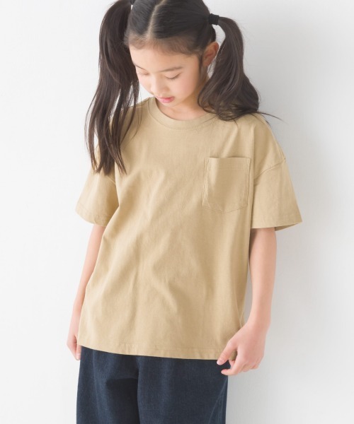 OMNES（オムネス）の「キッズ 製品洗いコットンビッグ半袖Tシャツ（Tシャツ/カットソー・キッズ・ホワイト/グレー/ブラウン/ベージュ/カーキ/ピンク/ブラック・100/110/120/130/140）」の6枚目の写真