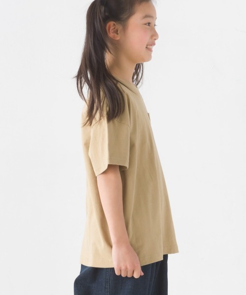 OMNES（オムネス）の「キッズ 製品洗いコットンビッグ半袖Tシャツ（Tシャツ/カットソー・キッズ・ホワイト/グレー/ブラウン/ベージュ/カーキ/ピンク/ブラック・100/110/120/130/140）」の16枚目の写真