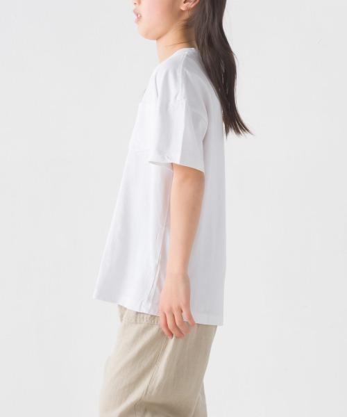 OMNES（オムネス）の「キッズ 製品洗いコットンビッグ半袖Tシャツ（Tシャツ/カットソー・キッズ・ホワイト/グレー/ブラウン/ベージュ/カーキ/ピンク/ブラック・100/110/120/130/140）」の9枚目の写真